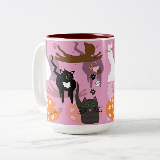 Zulke verschillende katten. tweekleurige koffiemok (Voorkant links)