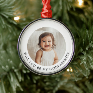 Zullen jullie onze peetouders zijn Foto Voorstel Metalen Ornament