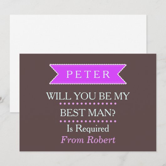 ZULLEN U MIJN BESTANDSE zwarte Paarse lint-KLEINKA Kaart (Voorkant / Achterkant)