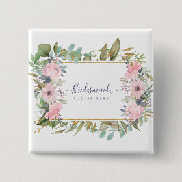 Zult u BRIDESMAID EREJUFFROUW BLOEMENMEISJE zijn Vierkante Button 5,1 Cm
