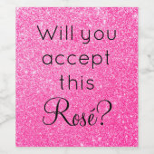 Zult U Deze Rosé Accepteren Roze Glitter Glans Wijn Etiket (Enkel label)