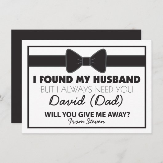 Zult u mij weggeven Zwart/Wit vlinderdas Kaart (Voorkant / Achterkant)