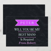 ZULT U MIJN BESTMAN Zwart Paarse lint ZIJN Kaart (Voorkant / Achterkant)