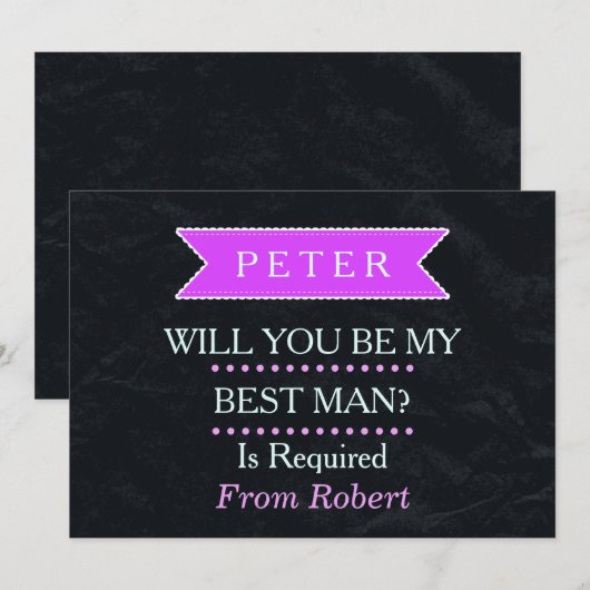 ZULT U MIJN BESTMAN Zwart Paarse lint ZIJN Kaart (Voorkant / Achterkant)