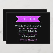 ZULT U MIJN BESTMAN Zwart Paarse lint ZIJN Kaart (Voorkant / Achterkant)