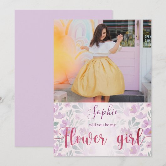 Zult u mijn bloemenmeisje zijn in waterverf (Voorkant / Achterkant)