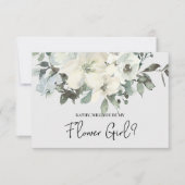 Zult u mijn bloemenmeisje zijn Ivoorwit bloemig (Voorkant)