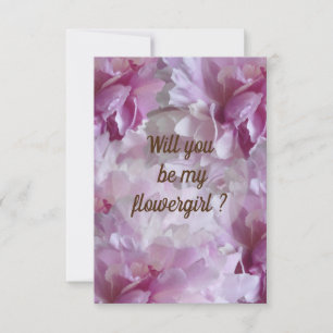 Zult u mijn bloemenmeisje zijn met roze Pioenrozen Kaart