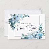 Zult u mijn bloemenmeisje zijn moderne blauwe roze (Voorkant)