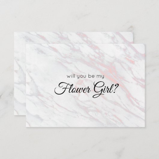 Zult u mijn bloemenmeisje zijn Roze en grijs marme (Voorkant / Achterkant)