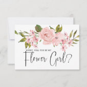 Zult u mijn bloemenmeisje zijn Roze Rozen Bloemstu (Voorkant)