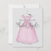 Zult u mijn bloemenmeisje zijn Roze trouwjurk Cute Kaart (Voorkant)