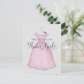 Zult u mijn bloemenmeisje zijn Roze trouwjurk Cute Kaart (Staand voorkant)