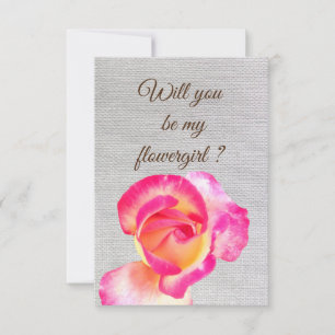 Zult u mijn bloemenmeisje zijn roze uitnodigingska kaart