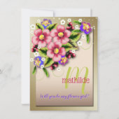 Zult U Mijn Bloemenmeisje Zijn Sierlijke Bloemige  Kaart (Voorkant)