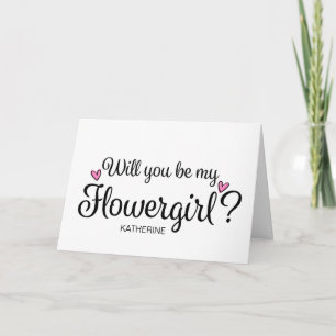 Zult u mijn bloemenmeisje zijn, vraag van de bruid kaart