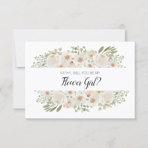 Zult u mijn bloemenmeisje zijn Wit Bloemig Elegant