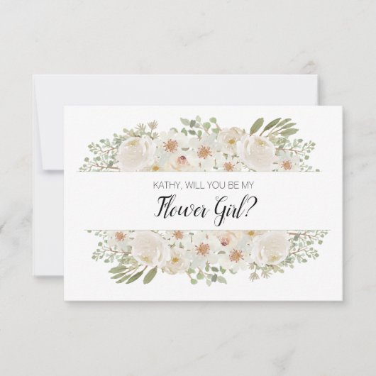 Zult u mijn bloemenmeisje zijn Wit Bloemmotief Ele (Voorkant)