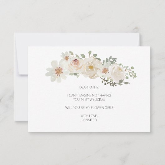 Zult u mijn bloemenmeisje zijn Wit Bloemmotief Ele (Achterkant)