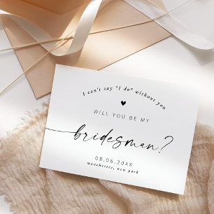 Zult u mijn Bridesman Moderne Elegante Script zijn Kaart