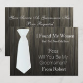 Zult U Mijn Bruidsjonker Zijn witte strik houten Kaart (Voorkant / Achterkant)