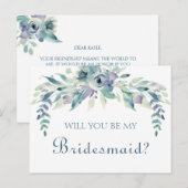 Zult U Mijn Bruidsmeisje Boho Waterverf Bloemstuk  Uitnodiging Briefkaart (Voorkant / Achterkant)
