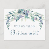 Zult U Mijn Bruidsmeisje Boho Waterverf Bloemstuk  Uitnodiging Briefkaart (Voorkant)
