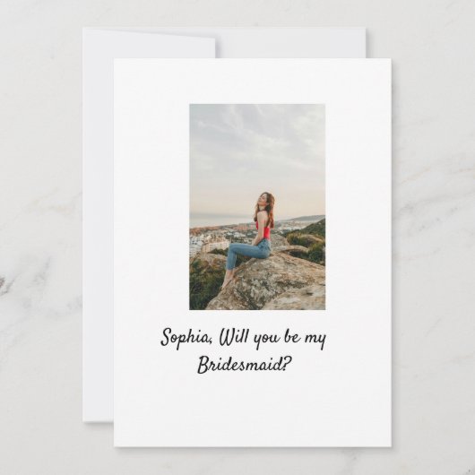 Zult u mijn bruidsmeisje foto elegante moderne  kaart (Voorkant)
