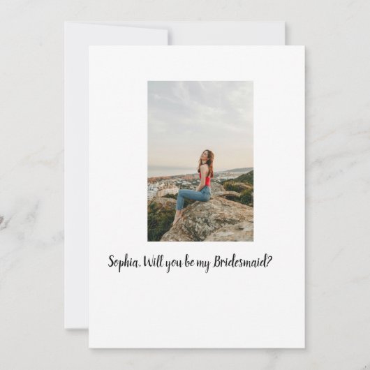 Zult u mijn bruidsmeisje foto elegante moderne  kaart (Voorkant)