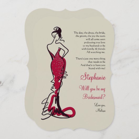 Zult u mijn bruidsmeisje Kaarten (Bourgondië) (Voorkant / Achterkant)