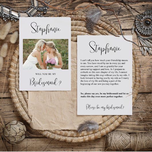 Zult U Mijn Bruidsmeisje Voorstel Foto Kaart