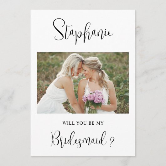 Zult U Mijn Bruidsmeisje Voorstel Foto Kaart (Voorkant)