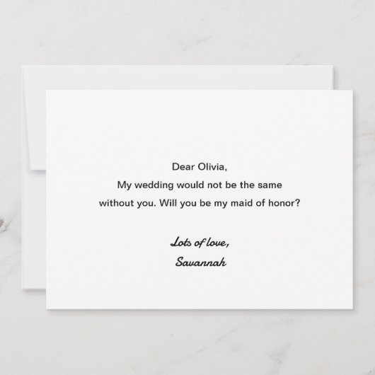Zult U Mijn Bruidsmeisje Willen Zijn Bruiloft Voor Kaart (Achterkant)
