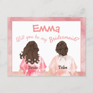 Zult u mijn bruidsmeisje zijn/Achteraanzicht dames Uitnodiging Briefkaart