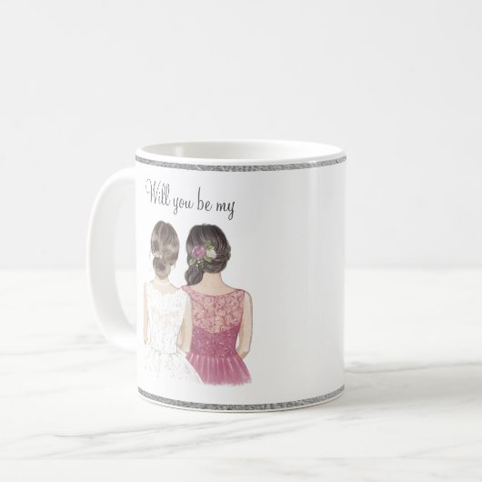 Zult U Mijn Bruidsmeisje Zijn Aquarel Koffiemok (Voorkant links)