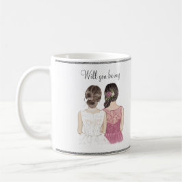 Zult U Mijn Bruidsmeisje Zijn Aquarel Koffiemok