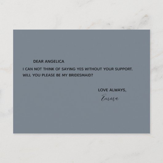 Zult u mijn bruidsmeisje zijn, eenvoudig pastel ro uitnodiging briefkaart (Achterkant)