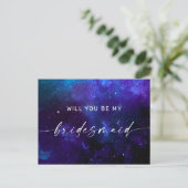 Zult U Mijn Bruidsmeisje Zijn. Galaxy Kosmische Na Briefkaart (Staand voorkant)