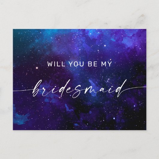 Zult U Mijn Bruidsmeisje Zijn. Galaxy Kosmische Na Briefkaart (Voorkant)