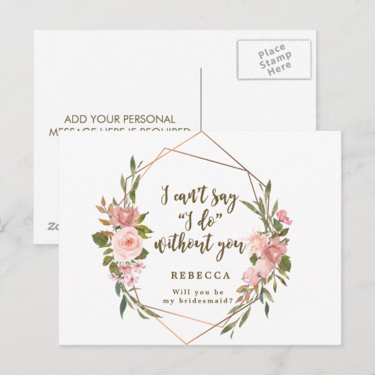 Zult u mijn bruidsmeisje zijn kaart geometrische b (Voorkant / Achterkant)