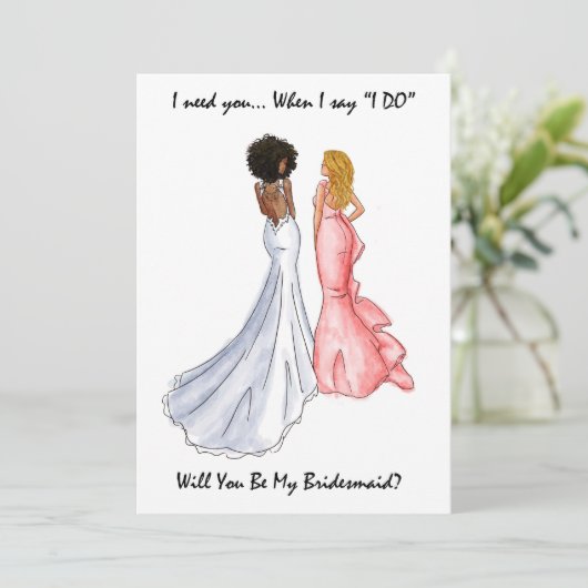 Zult u mijn bruidsmeisje zijn kaart- kaart (Staand voorkant)