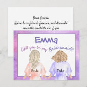 Zult u mijn bruidsmeisje zijn/Meisjes in badjassen Uitnodiging Briefkaart (Voorkant / Achterkant)