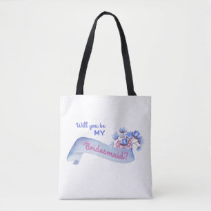 Zult u mijn bruidsmeisje zijn met bloemen boodscha tote bag