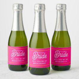 Zult U Mijn Bruidsmeisje Zijn Mini Mousserende Wij Sparkling Wijnetiket