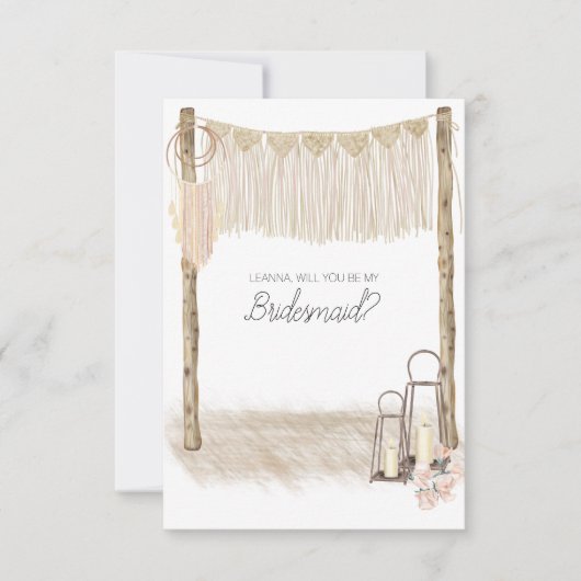 Zult u mijn bruidsmeisje zijn Modern Boho Roze (Voorkant)