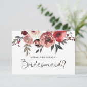 Zult u mijn bruidsmeisje zijn Rode Blush Rozen (Staand voorkant)