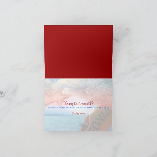 Zult u mijn bruidsmeisje zijn? strand thema (Binnen)