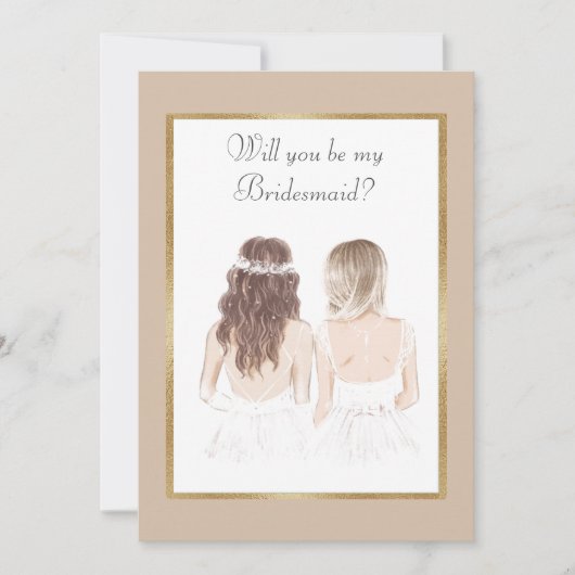 Zult U Mijn Bruidsmeisje Zijn Trouwgoud Kaart (Voorkant)