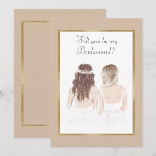 Zult U Mijn Bruidsmeisje Zijn Trouwgoud Kaart (Voorkant / Achterkant)