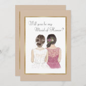 Zult U Mijn Bruidsmeisje Zijn Trouwgoud Kaart (Voorkant / Achterkant)